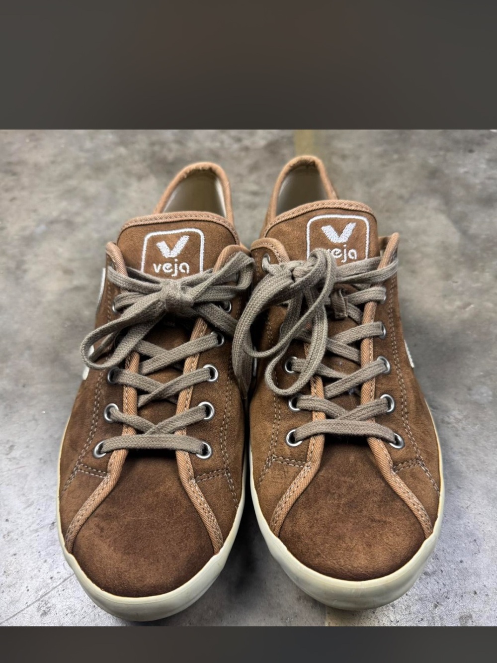 Veja Men Brown Suede Sneakers with Cream Sole